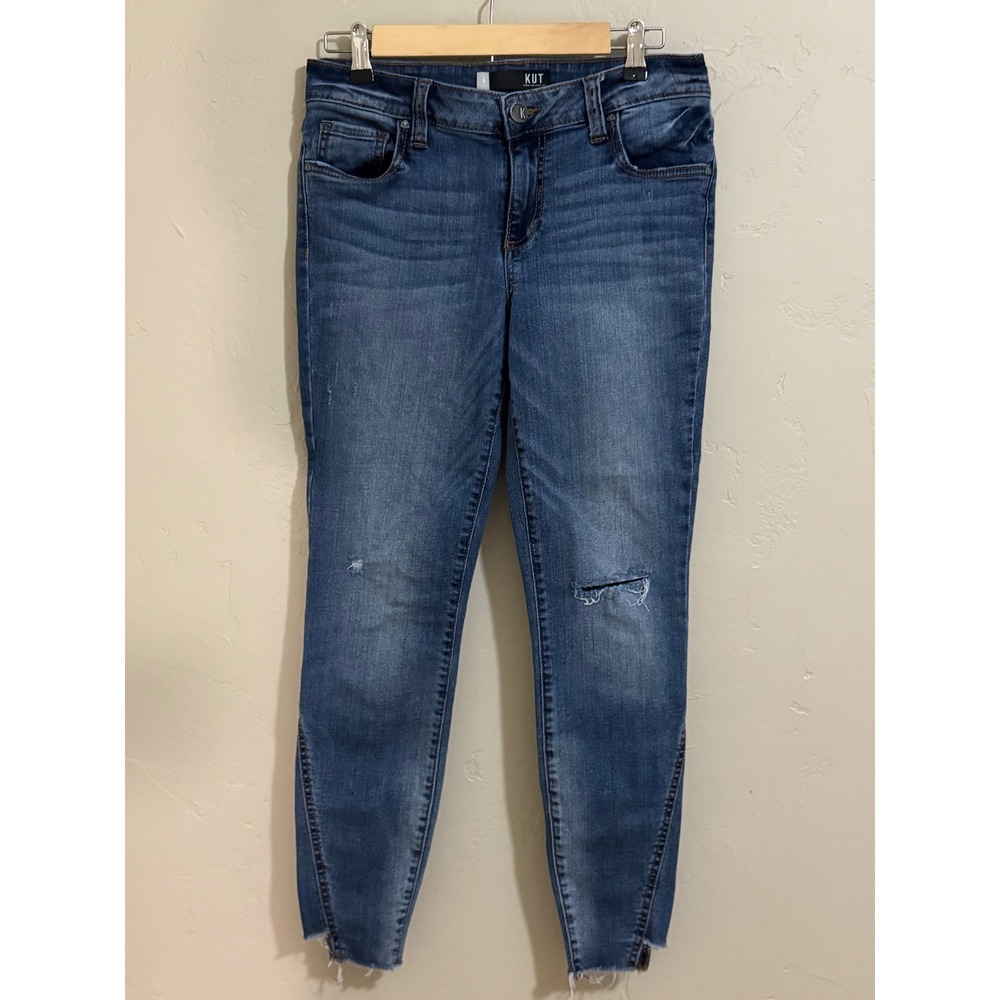KUT From The Kloth Jeans Womens 6 Connie Ankle Skinny Distressed Frayed Hem